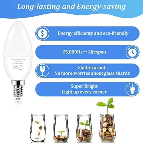 Brightever 40W Equivalent LED Candelabra Bulbs 4W Daylight White Pack of 6