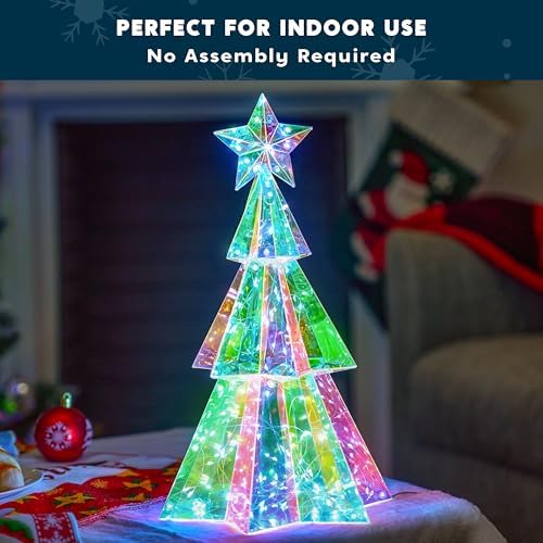 Joiedomi 15 In Prismatic Iridescent Christmas Tree Light Decorations