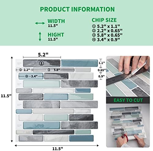 LONGKING Self-Adhesive Marble Tile Backsplash 10 Sheets