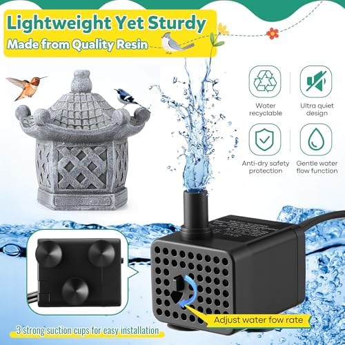 Saillong Resin Bird Bath Fountain with Pump