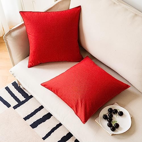 NiNi ALL Waterproof Throw Pillow Covers Set of 2 Red 18x18 Inch