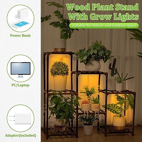 Dreyoo Plant Stand with Grow Light and 7 Pots Display