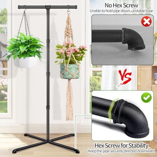 OugeWood Hanging Plant Stand with 4 Hooks Heavy Duty