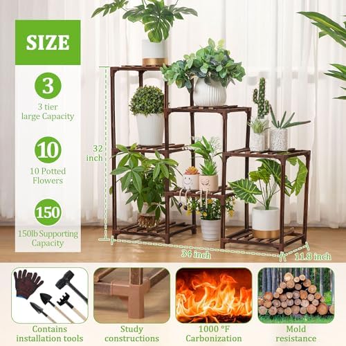 Dreyoo Plant Stand with Grow Light and 7 Pots Display