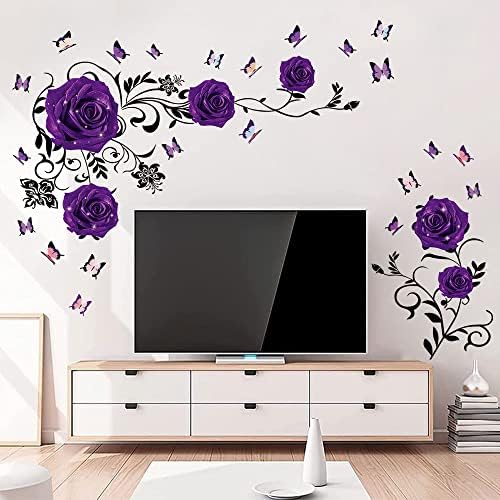 Supzone Purple Rose Wall Sticker Decal Art