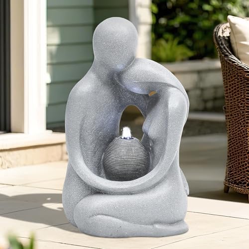 21 Tabletop Fountain with Artistic Couple Statue