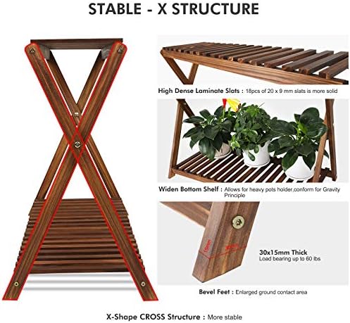 Tovacu 2 Tier Plant Stand for Indoor Outdoor Use