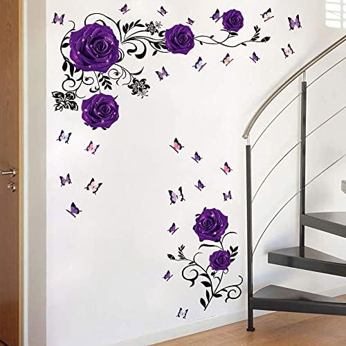 Supzone Purple Rose Wall Sticker Decal Art