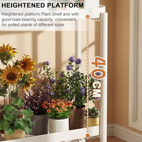 Modern 2-Tier Metal Plant Stand with Wheels and Handle