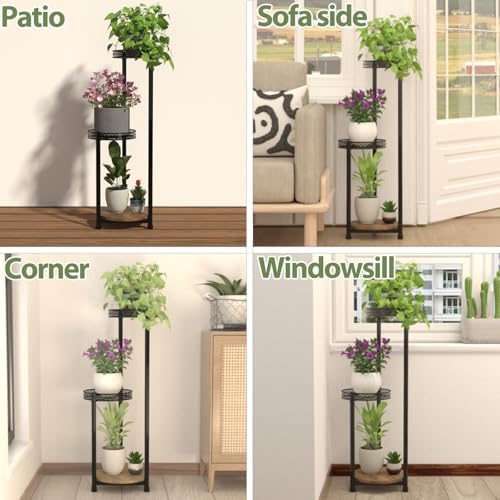 Plant Stand Indoor Outdoor 3 Tier Metal Wood Display Organizer