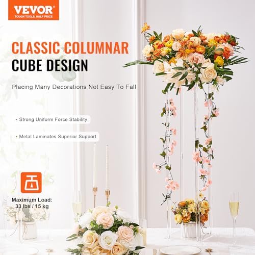 VEVOR 2PCS 315 Inch Wedding Flower Stand with Acrylic Laminate