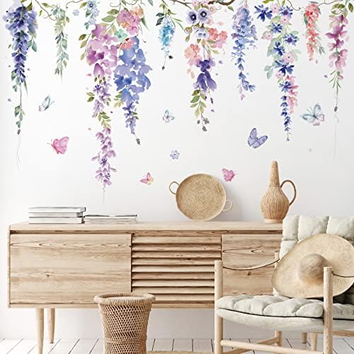 Zonon 6 Pcs Colorful Dragonflies Flowers Wall Decals