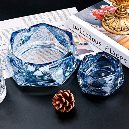 Blue Large Glass Ashtray for Cigarettes