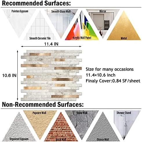 KASARO 10-Sheet Peel and Stick Marble Tiles for Kitchen and Bathroom