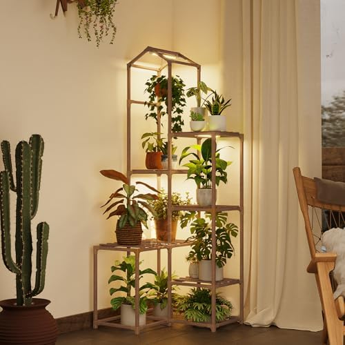 Bamworld Roof-Shaped Plant Stand with Grow Lights