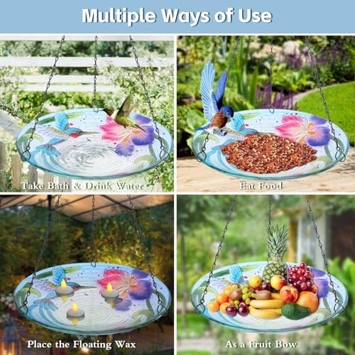 MUMTOP Hanging Bird Bath - 12 Inch Outdoor Decor