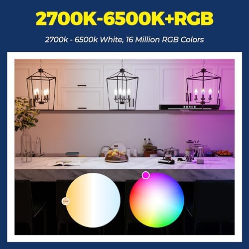 E12 Smart Led Bulbs 60W Equiv 500LM 6W RGBCW With Voice Control