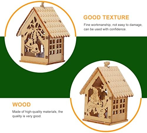 Uonlytech Glowing Christmas Wooden Pendant with Santa Bell Design