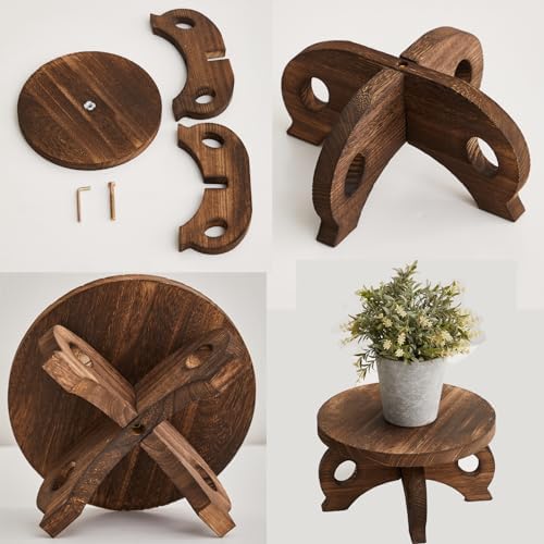 VZODESR Round Wood Plant Stand Display Riser