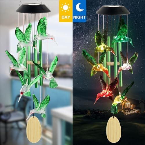 Hummingbird Solar Wind Chimes for Outdoor Decor