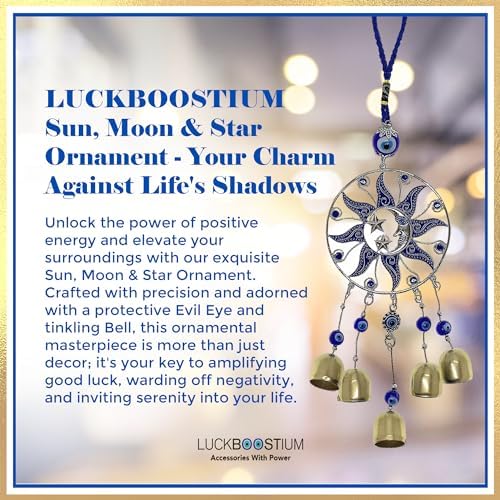 LUCKBOOSTIUM Sun Moon Star Ornament with Evil Eye and Bell