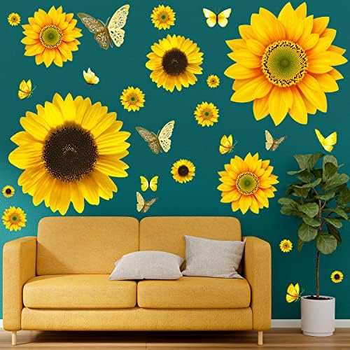 39 Pcs 3D Sunflowers and Butterfly Wall Decals