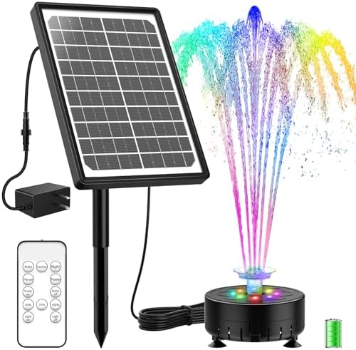 AISITIN 10W Solar Fountain with LED Lights and 4400mAh Battery