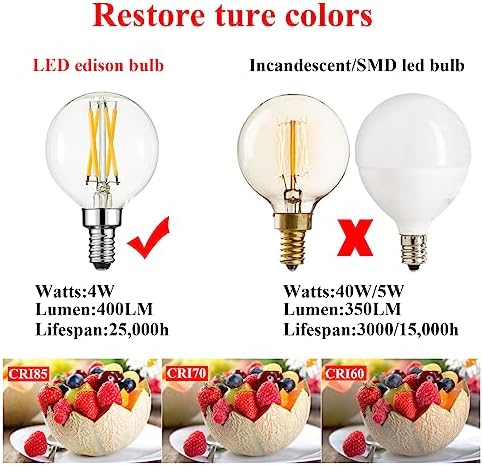 Arberlic G165 4W Dimmable LED Candelabra Bulb Pack of 6