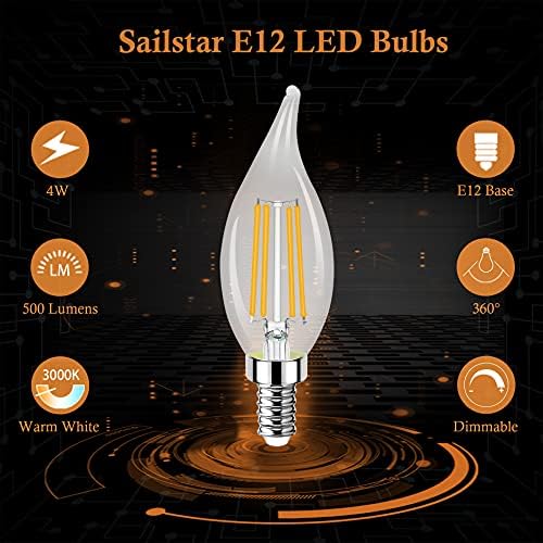 Sailstar E12 Dimmable LED Candle Bulbs 4W Warm White 3000K Pack of 6