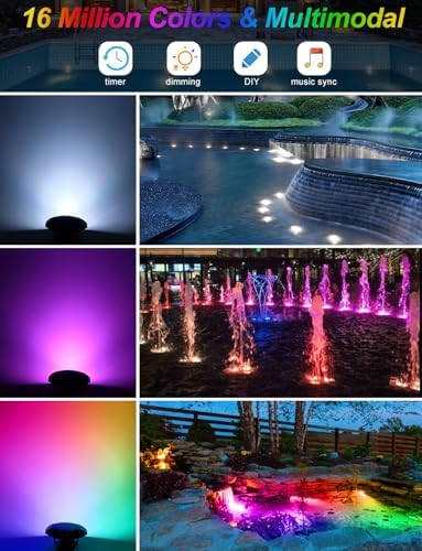 CREPOW RGB Underwater Pond Lights Set of 6
