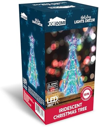 Joiedomi 15 In Prismatic Iridescent Christmas Tree Light Decorations