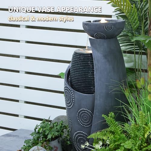 Sunlinua 314H Resin Waterfall Fountain with LED Lights