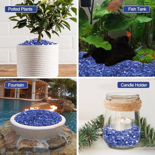 10 Ib Fire Glass for Fire Pit - Cobalt Blue with Inspiration Stone