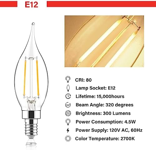60W Equivalent Dimmable LED Chandelier Bulb 6 Pack