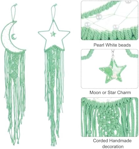 Uxcell 2 Pcs Star Moon Dreamcatcher Handmade Wall Hanging