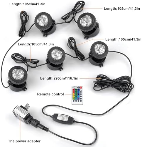 RGB Pond Lights with Timer and Remote Control Set of 5