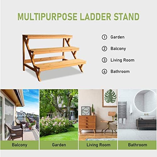 3 Tier Wood Plant Stand Indoor Outdoor Storage Display Shelf