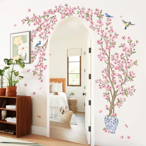 Pink Cherry Blossom Flower Tree Wall Decals