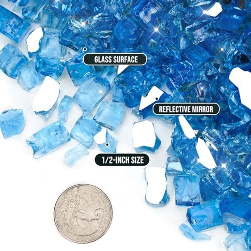 Skyflame Fire Pit Glass Rocks 15 LB Pacific Blue Reflective