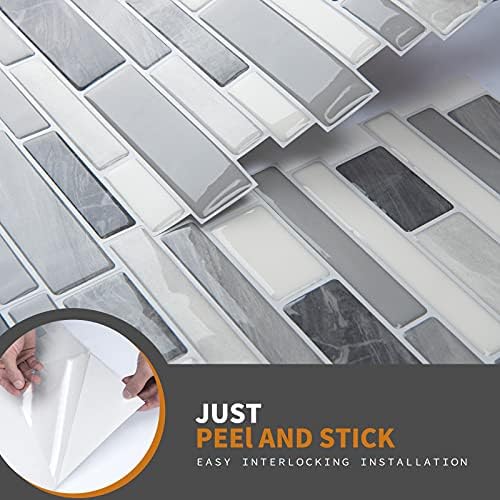 WOWSTAR 12x12 Peel and Stick Backsplash Tile Gray