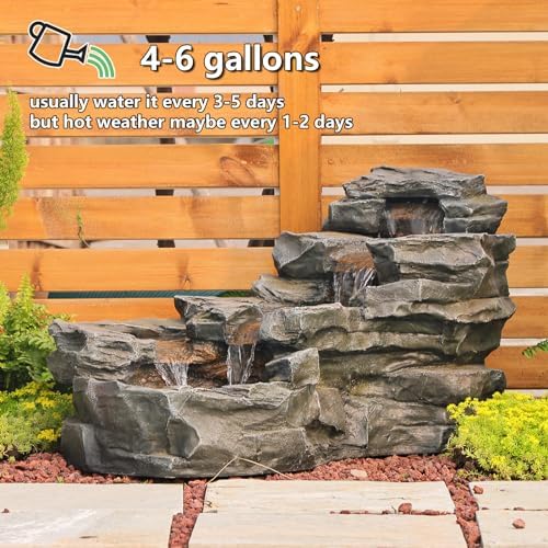 37 Inch 5-Tier Outdoor Water Fountain with LED Lights