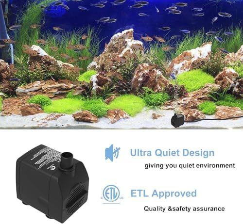 Ultra Quiet Submersible Water Pump with Dry Burn Protection 160GPH