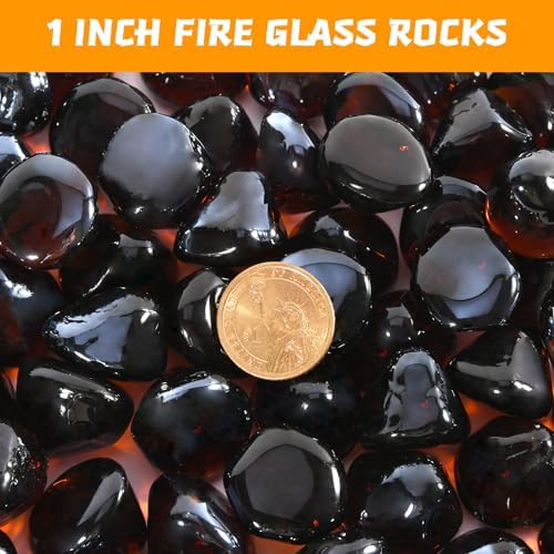 Amber Fire Pit Glass Rocks 20 Pounds 1 Inch Diamond Beads
