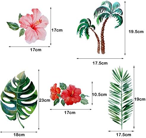 66 Piece Tropical Leaf Wall Decals for Bedroom and Living Room