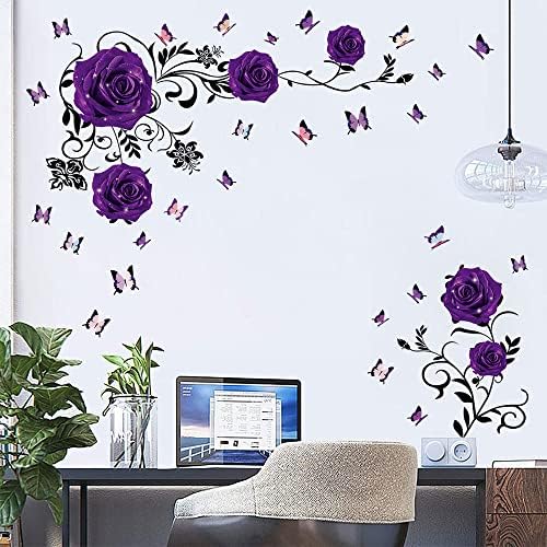 Supzone Purple Rose Wall Sticker Decal Art