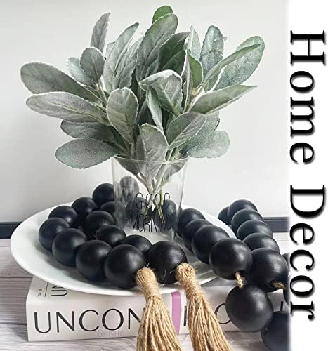 OMISHE 60 Inch Black Wood Bead Garland with Tassels