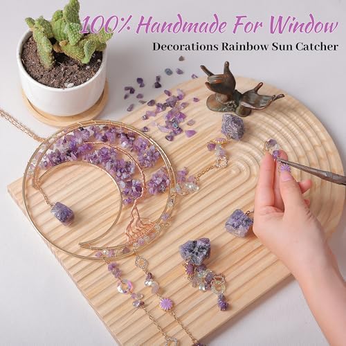 Amethyst Crystal Dreamcatcher Wall Decor with Tree of Life Design