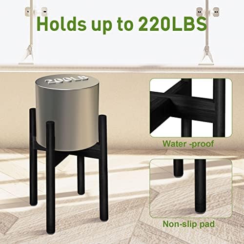 2 Pack Bamboo Plant Stands Adjustable Mid Century Modern Design