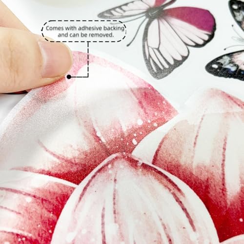 Pink Flower Wall Decals with Butterflies Large Removable Stickers