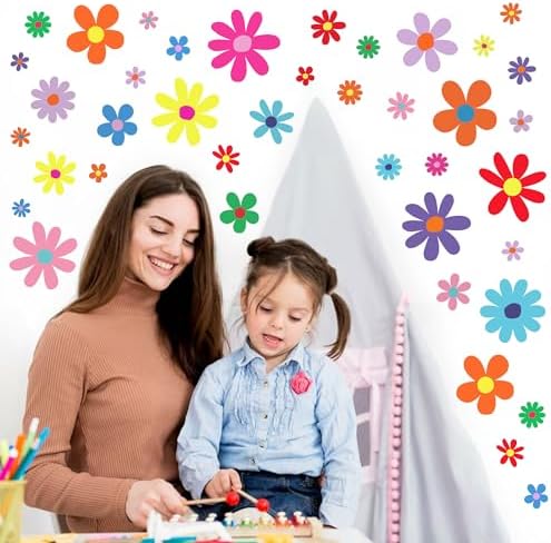 12 Sheets Daisy Wall Decals for Kids Room Decor
